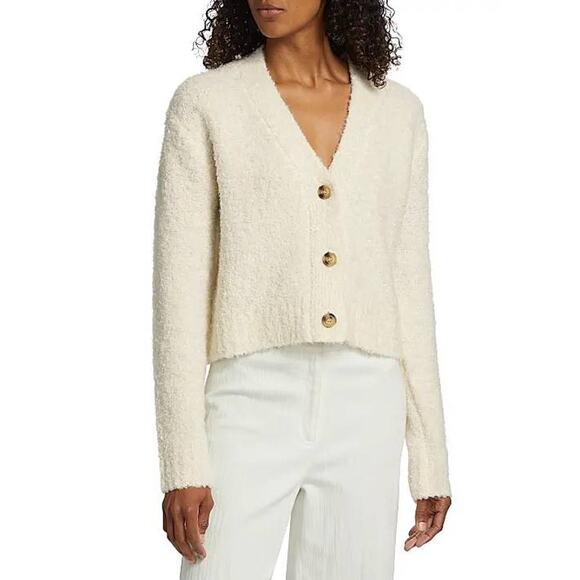 ATM Boucle Cropped Cardigan in Chalk L - Picture 1 of 4